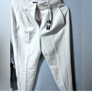 Express Editor Ankle Chic Cream Pants